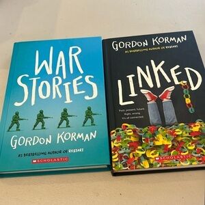 Gordan Korman Books - Set of 2.  War Stories and Linked.  Scholastic Novels